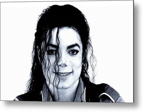 Michael Jackson Metal Print featuring the drawing Michael Jackson Pencil Drawing by Movie Poster Prints
