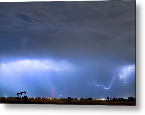 Thunderstorm Metal Print featuring the photograph Michelangelo Lightning Strikes Oil by James BO Insogna
