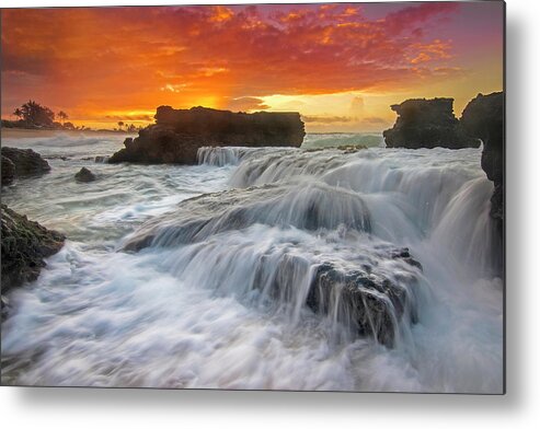 Shorebreak Seascape Ocean Oahu Sunset Metal Print featuring the photograph Milky by James Roemmling