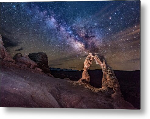 Delicate Arch Metal Print featuring the photograph Milky Way and Delicate Arch by Michael Ash