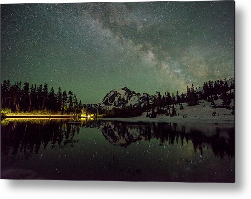Milky Metal Print featuring the photograph Milky way over Mt. Shuksan by Philip Cho