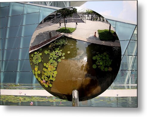 Singapore Metal Print featuring the photograph Mirror Image in Singapore by Diane Height