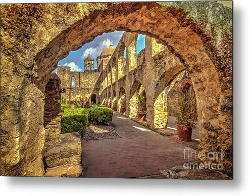San Antonio Metal Print featuring the photograph Mission Arches by Franz Zarda