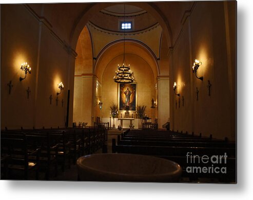 Main Church Hall Metal Print featuring the photograph Mission Concepcion. Hall. by Elena Perelman