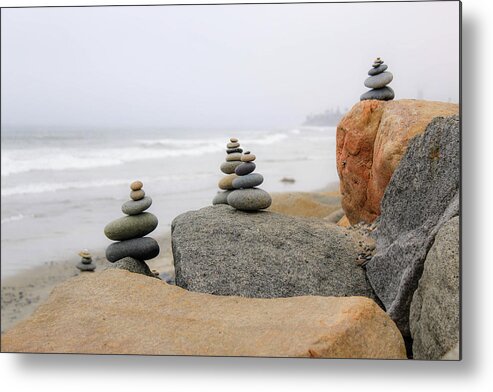 Zen Rocks Metal Print featuring the photograph Misty Morning by Alison Frank