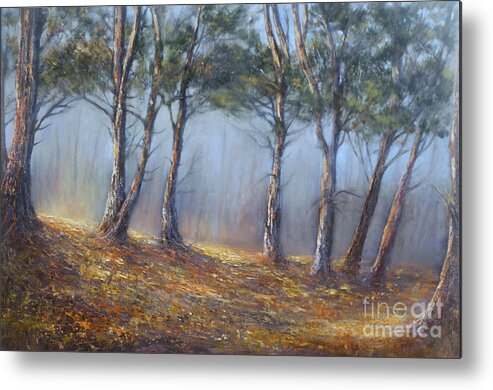 Pine Forest Metal Print featuring the painting Misty Pines by Valerie Travers