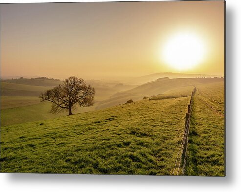 South Metal Print featuring the photograph Misty South Downs Way by Hazy Apple
