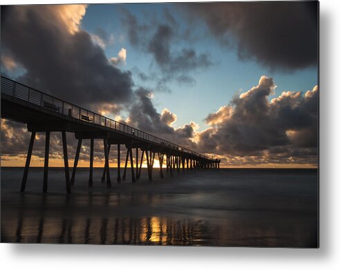 Beach Metal Print featuring the photograph Misty Sunset by Ed Clark