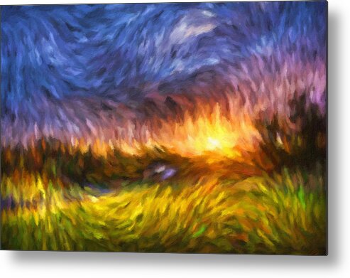 Modern Landscape Van Gogh Style Metal Print featuring the painting Modern Landscape Van Gogh Style by Georgiana Romanovna