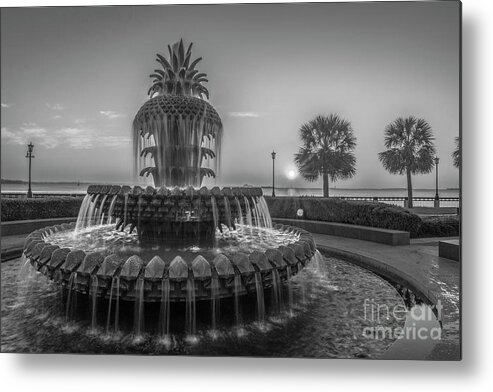 Pineapple Fountain Metal Print featuring the photograph Monochrome Pineapple by Dale Powell