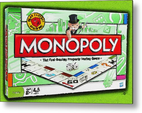 Monopoly Metal Print featuring the painting Monopoly Board Game Painting by Tony Rubino