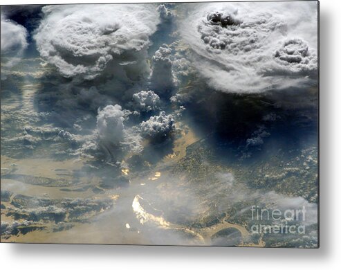 Storm Metal Print featuring the photograph Monsoon Clouds over Bangladesh by NASA Science Source 