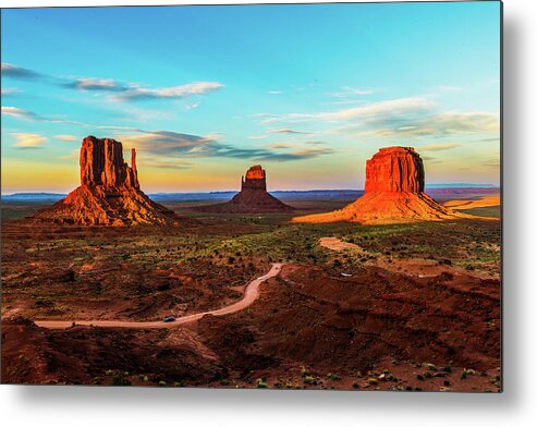 Landscape Metal Print featuring the photograph Monument valley sunset by Hisao Mogi