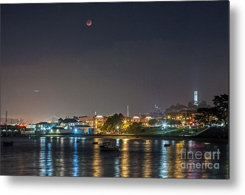 Aquatic Park Metal Print featuring the photograph Moon over Aquatic Park by Kate Brown