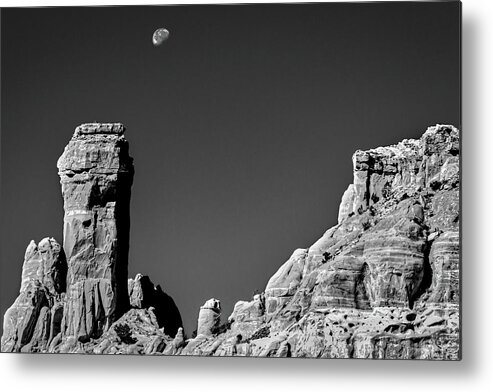 New Mexico Metal Print featuring the photograph Moon Over Chimney Rock by Stuart Litoff