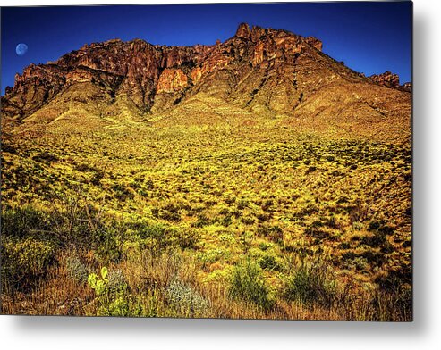 Mountain Metal Print featuring the photograph Moon Over the Cristo Mountains by Mike Stephens