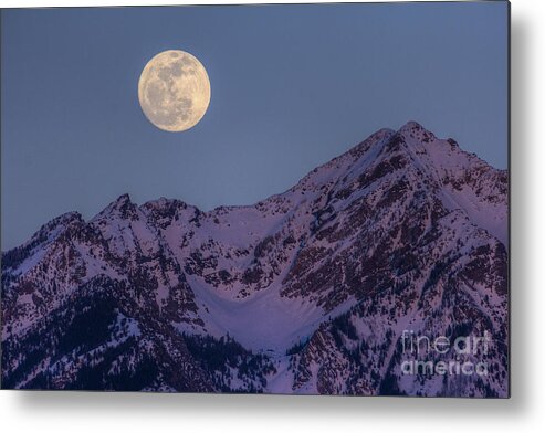 Moon Metal Print featuring the photograph Moon Rising Over Twin Peaks by Spencer Baugh