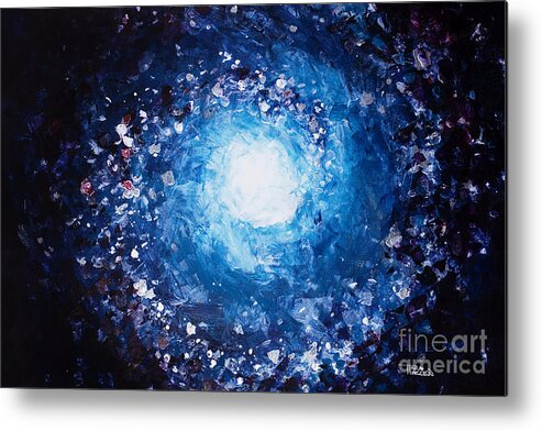 Abstract Metal Print featuring the painting Moon by Tara Thelen - Printscapes