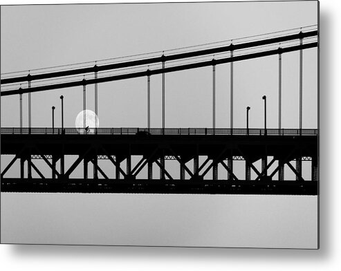 Industrial Art Metal Print featuring the photograph Moonlight Ride -- Bicyclist on the Golden Gate Bridge in San Francisco, California by Darin Volpe
