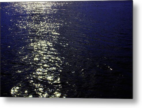 Ocean Metal Print featuring the photograph Moonlight Sparkles on the Sea by Linda Woods