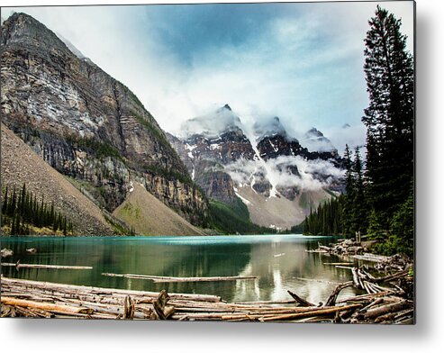 Moraine Metal Print featuring the photograph Moraine Lake in the Rain by Monte Arnold