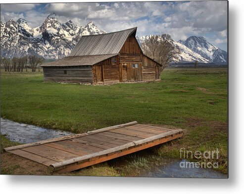 Moulton Barn Metal Print featuring the photograph Mormon Row Water Crossing by Adam Jewell