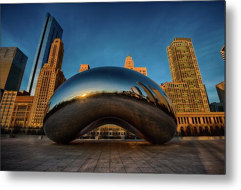 Chicago Cloud Gate Metal Print featuring the photograph Morning Bean by Sebastian Musial
