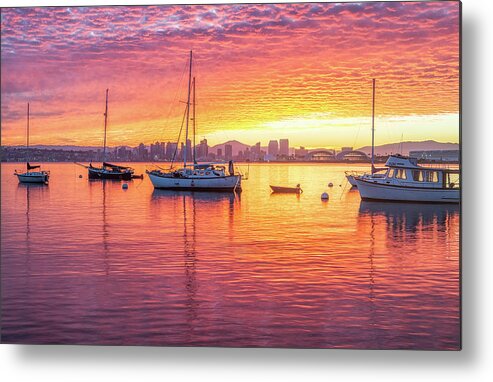 San Diego Metal Print featuring the photograph Morning Glow San Diego Harbor by Joseph S Giacalone