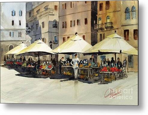 Italian Metal Print featuring the painting Morning Market by Gerald Miraldi