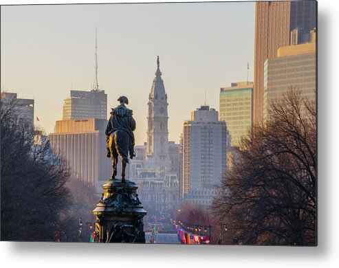 Morning Metal Print featuring the photograph Morning on the Parkway - Philadelphia by Bill Cannon