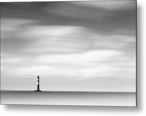 Morris Island Metal Print featuring the photograph Morris Island Lighthouse BW by Ivo Kerssemakers
