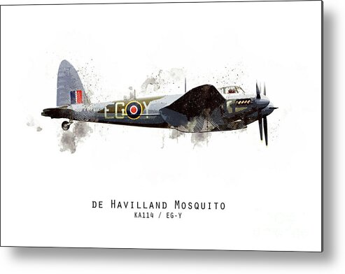 De Havilland Mosquito Metal Print featuring the digital art Mosquito Sketch - KA114_EGY by Airpower Art