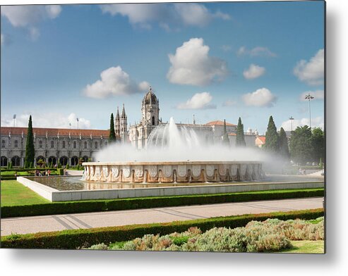 Jeronimos Metal Print featuring the photograph Mosteiro dos Jeronimos in Lisbon of Portugal by Anastasy Yarmolovich