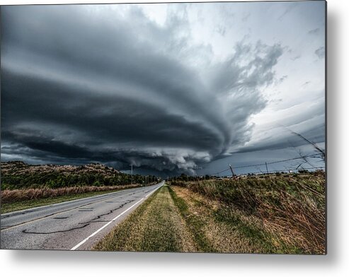 Storm Metal Print featuring the photograph Mothership - Intense Storm Advances in Southwest Oklahoma by Southern Plains Photography