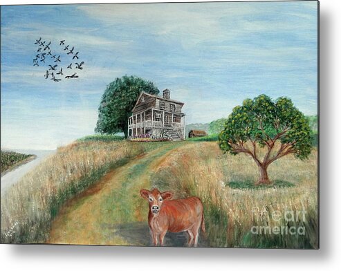 Landscape Metal Print featuring the painting Mount Hope Plantation by Lyric Lucas