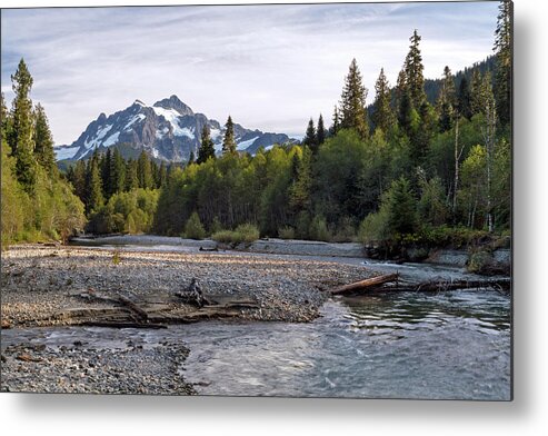 Shuksan Metal Print featuring the photograph Mount Shuksan and the Nooksack River by Michael Russell