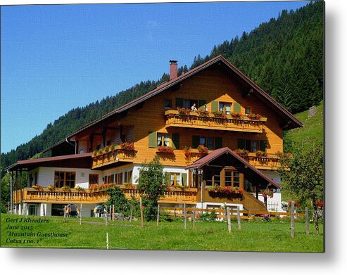 Announcement Metal Print featuring the painting Mountain GuestHouse H a by Gert J Rheeders