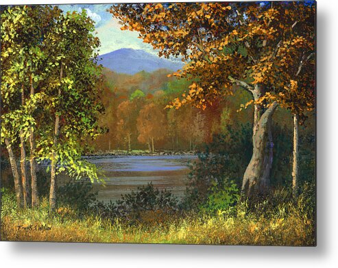Landscape Metal Print featuring the painting Mountain Pond by Frank Wilson