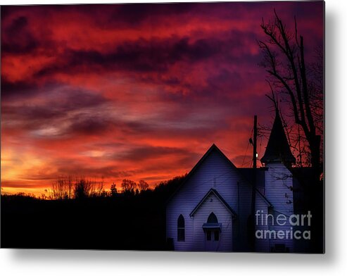 Sunrise Metal Print featuring the photograph Mountain Sunrise and Church by Thomas R Fletcher