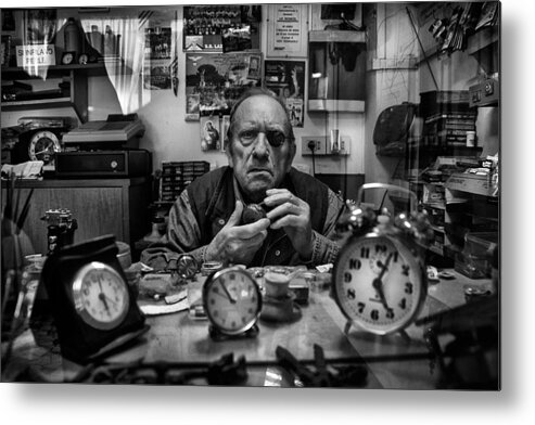 Everyday Metal Print featuring the photograph Mr. Domenico L'orologiaio by Antonio Grambone