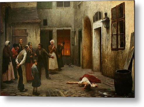 Jakub Schikaneder Metal Print featuring the painting Murder In The House by MotionAge Designs