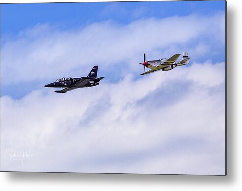 Air Force Metal Print featuring the photograph Mustang and Albatros planes by Steven Heap