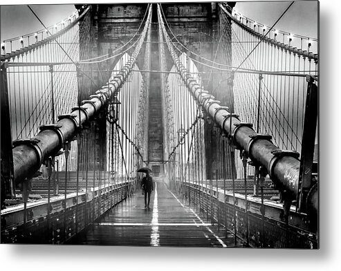 Brooklyn Bridge Metal Print featuring the photograph Mystery Manhattan by Az Jackson