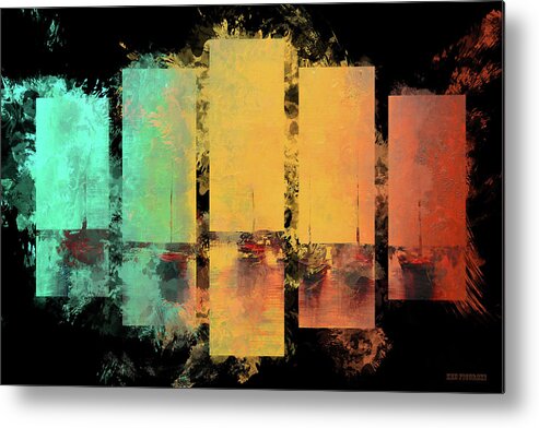  Orange Metal Print featuring the mixed media Mystic Bay Splatter by Ken Figurski