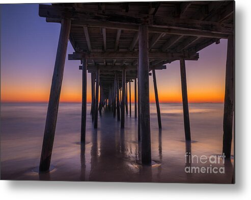 Nags Head Fishing Pier Metal Print featuring the photograph Nags Head Pier Sunrise by Michael Ver Sprill
