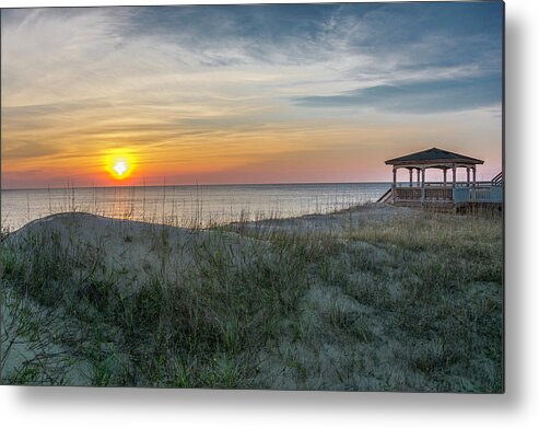 Nags Head Metal Print featuring the photograph Nags Head Sunrise with Gazebo by WAZgriffin Digital