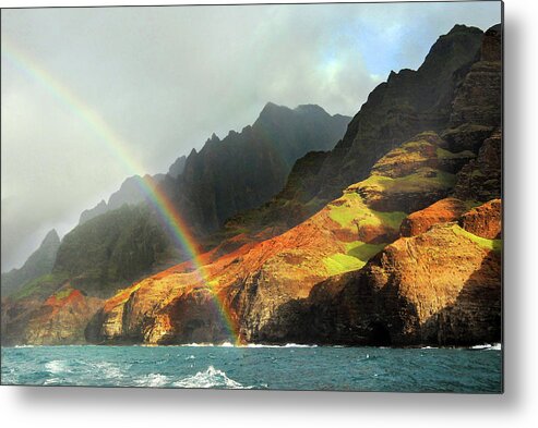 Rainbow Metal Print featuring the photograph Napali Coast Rainbow by Ted Keller
