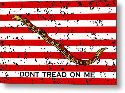 Navy Metal Print featuring the mixed media Navy Jack Flag - Don't Tread On Me by War Is Hell Store