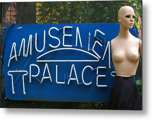 Neon Metal Print featuring the photograph Neon and Mannequin by Randy Pollard
