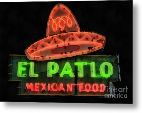 Neon Metal Print featuring the painting Neon Sign Series Mexican Food Austin Texas by Edward Fielding